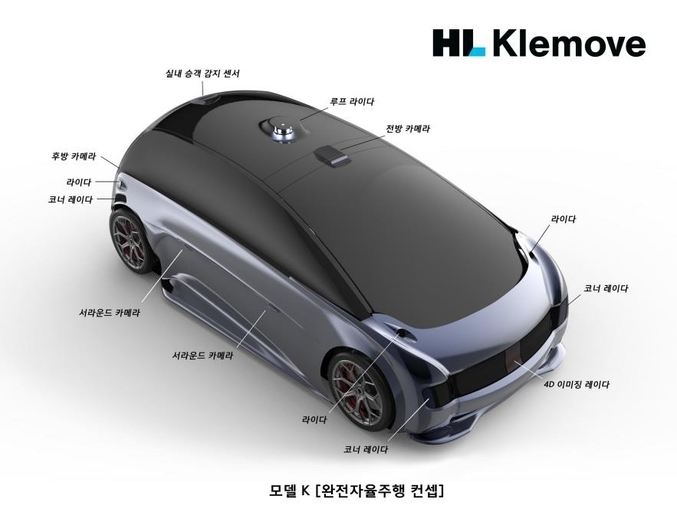 한라그룹은 자율주행 전문 계열사인 ㈜HL클레무브를 공식 출범하고 대표이사(CEO)에 윤팔주 사장을 선임했다고 2일 밝혔다. 사진은 HL클레무브의 완전자율주행 콘셉트 모델K. 사진 ㅣ 한라그룹