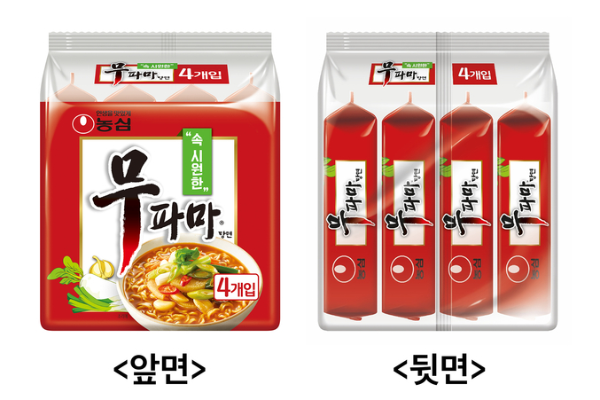 농심이 무파마탕면 묶음포장을 투명한 비닐로 교체해 친환경 포장재 사용을 확대해 나가고 있다. 사진ㅣ농심