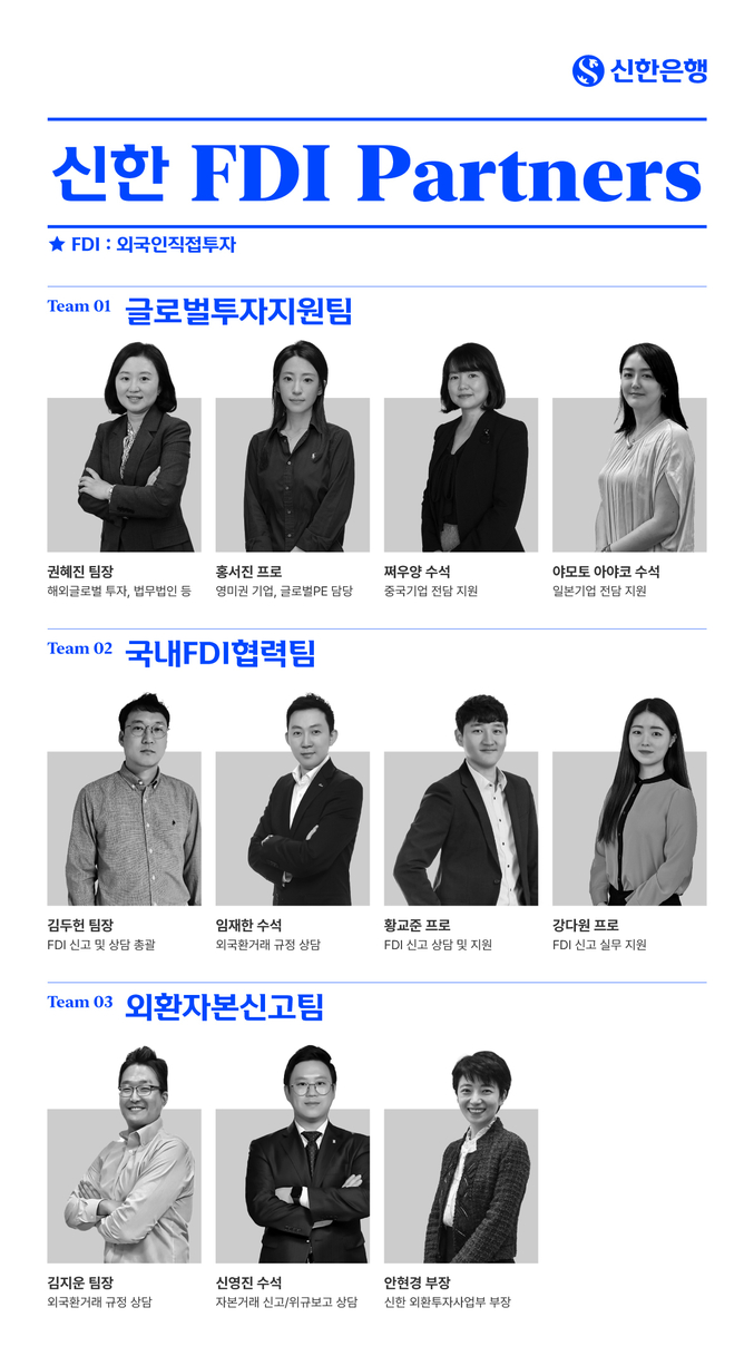 신한은행은 19일 국내외 기업 투자 고객의 편의성을 높이고 외국인 투자자를 체계적으로 지원하기 위해 종합상담 기능을 갖춘 전담조직 ‘신한 FDI Partners’를 출범했다. 사진 | 신한은행