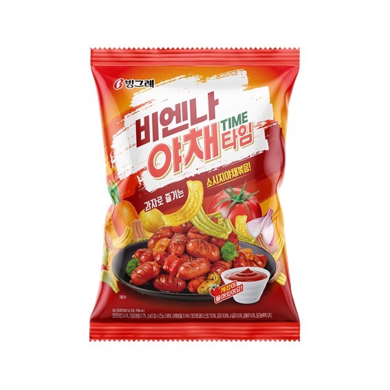 빙그레가 ‘소시지 야채볶음’과 빙그레 대표 스낵 ‘야채타임’을 접목한 ‘비엔나 야채타임’을 출시한다. 사진 | 빙그레